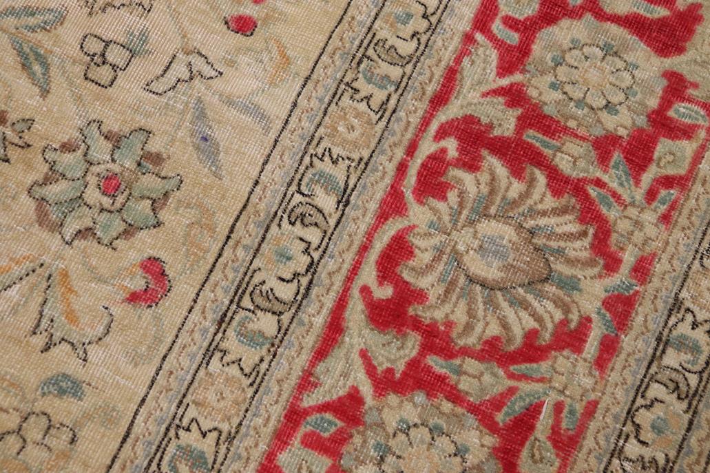 handmade Vintage Hand Painte Beige Red Hand Knotted RECTANGLE 100% WOOL area rug 9 x 11