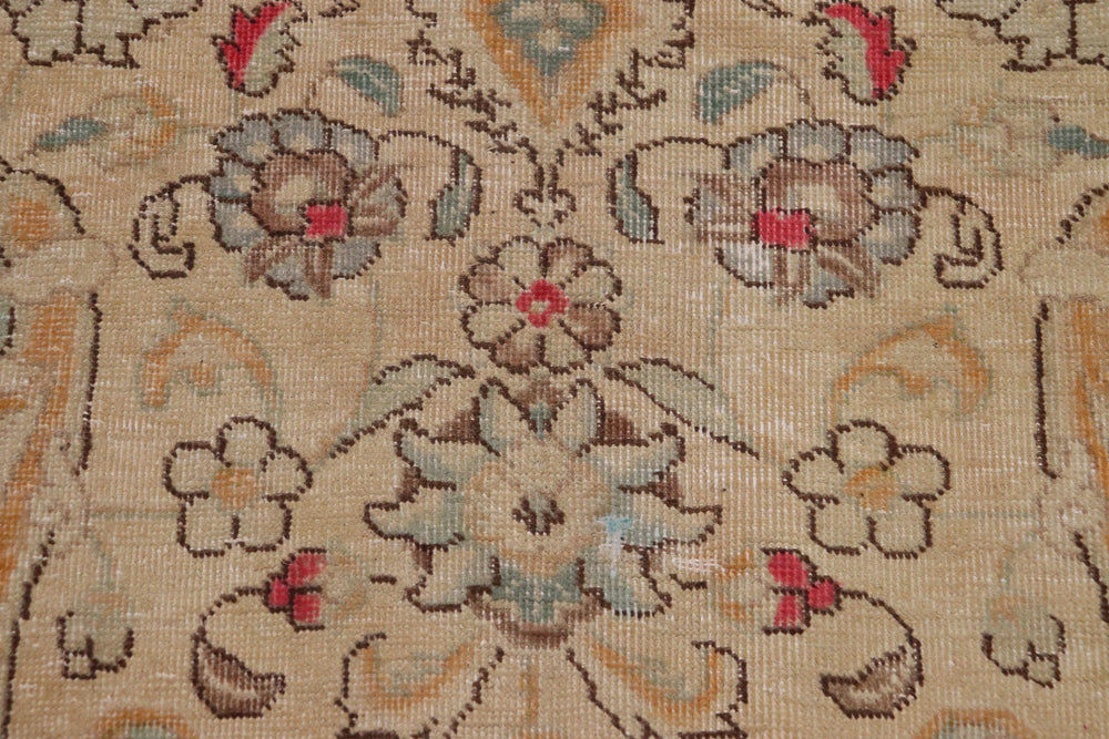 handmade Vintage Hand Painte Beige Red Hand Knotted RECTANGLE 100% WOOL area rug 9' x 11'