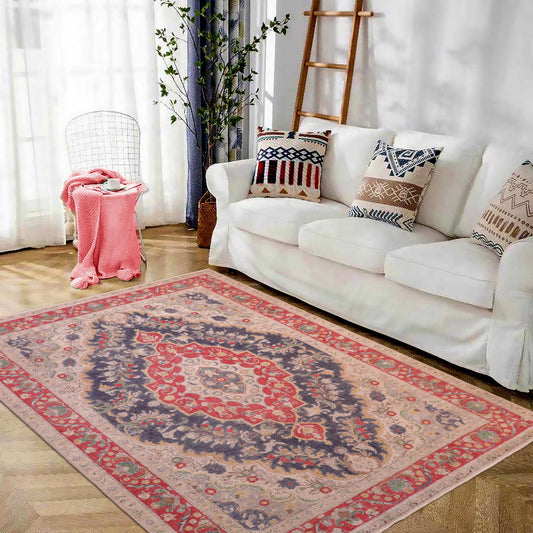 handmade Vintage Hand Painte Blue Red Hand Knotted RECTANGLE 100% WOOL area rug 8' x 11'