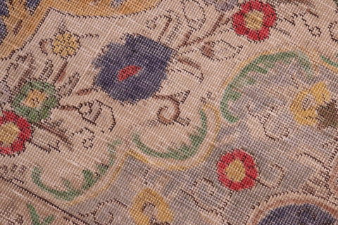 handmade Vintage Hand Painte Blue Red Hand Knotted RECTANGLE 100% WOOL area rug 8' x 11'