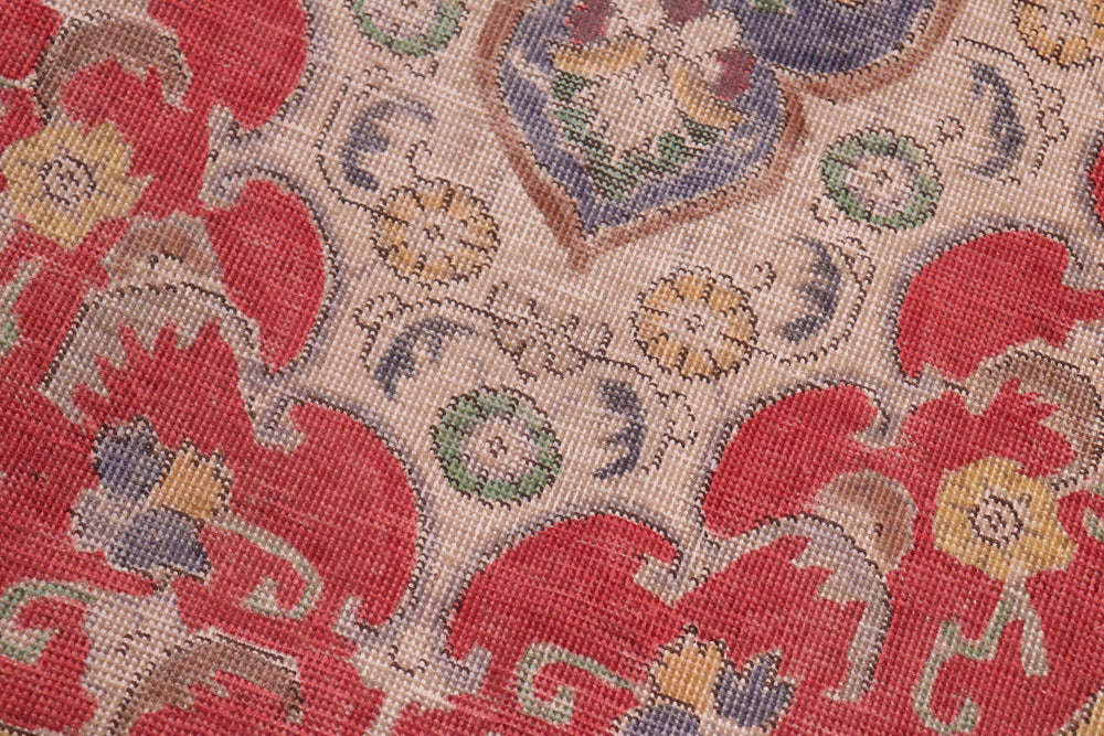 handmade Vintage Hand Painte Blue Red Hand Knotted RECTANGLE 100% WOOL area rug 8' x 11'
