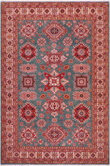 handmade Geometric Super Kazak Green Beige Hand Knotted RECTANGLE 100% WOOL area rug 8 x 10