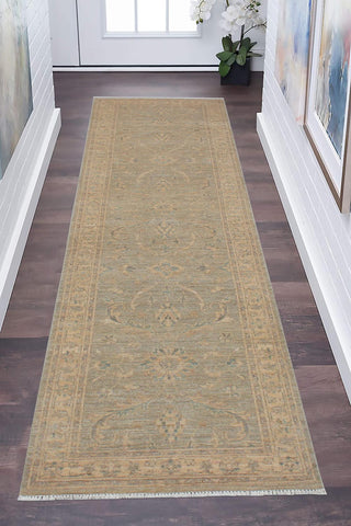 handmade Traditional Kafkaz Grey Beige Hand Knotted RUNNER 100% WOOL area rug 3' x 10'