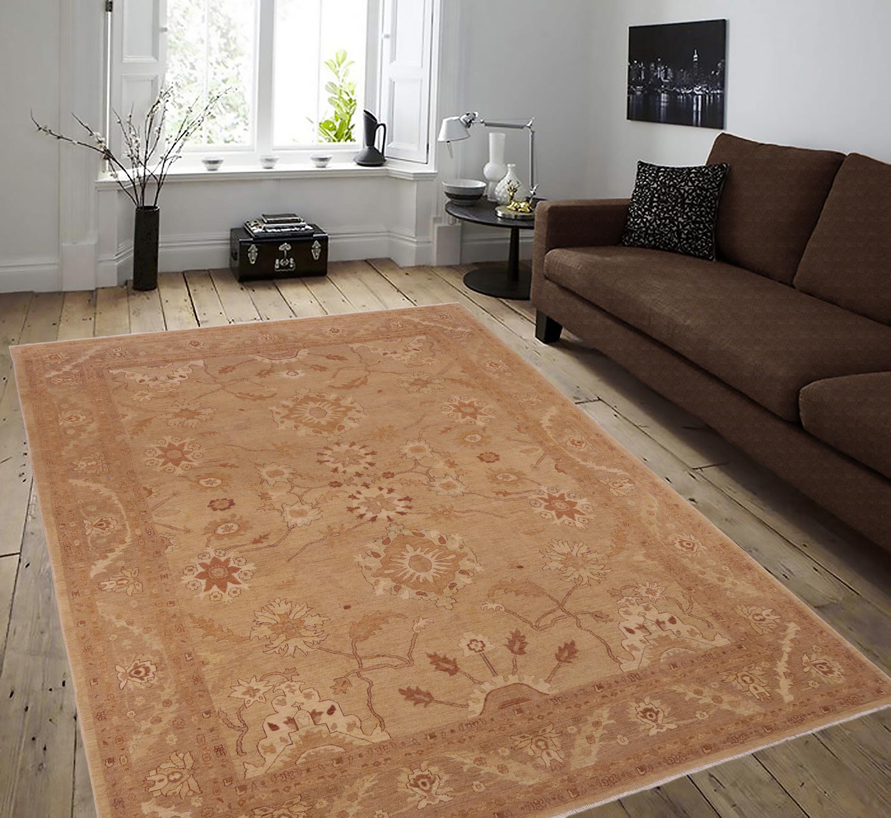 handmade Traditional Kafkaz Tan Brown Hand Knotted RECTANGLE 100% WOOL area rug 10x14