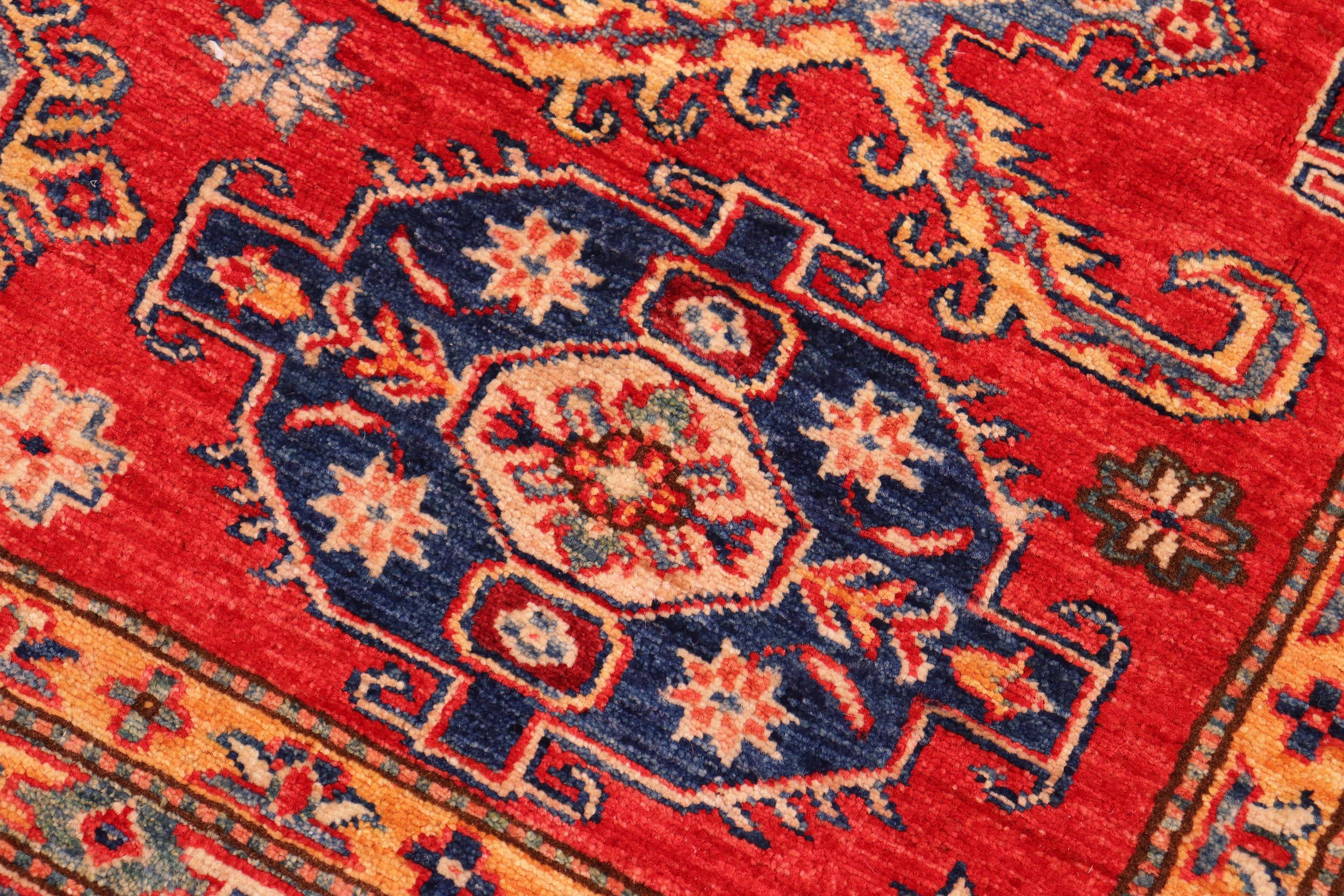 handmade Geometric Super Kazak Red Beige Hand Knotted RECTANGLE 100% WOOL area rug 8' x 10'