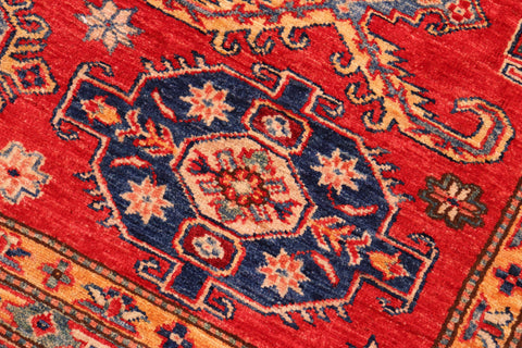 handmade Geometric Super Kazak Red Beige Hand Knotted RECTANGLE 100% WOOL area rug 8' x 10'