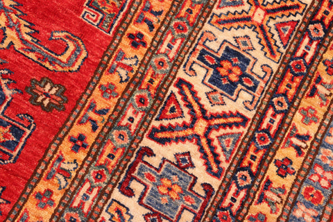 handmade Geometric Super Kazak Red Beige Hand Knotted RECTANGLE 100% WOOL area rug 8' x 10'