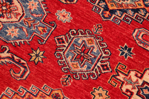 handmade Geometric Super Kazak Red Beige Hand Knotted RECTANGLE 100% WOOL area rug 8' x 10'