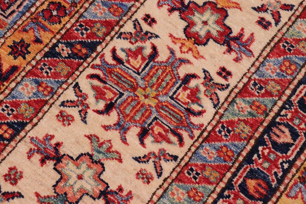 handmade Geometric Super Kazak Blue Beige Hand Knotted RECTANGLE 100% WOOL area rug 9 x 12