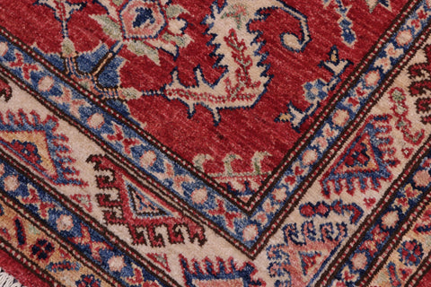 handmade Geometric Super Kazak Red Beige Hand Knotted RECTANGLE 100% WOOL area rug 3' x 5'