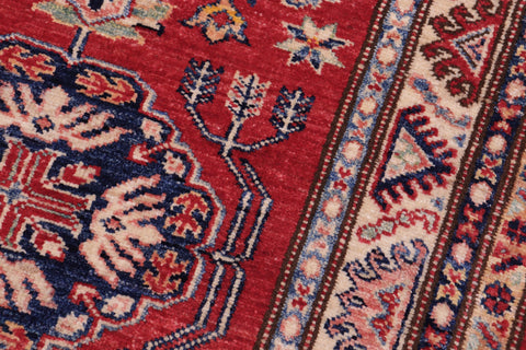 handmade Geometric Super Kazak Red Beige Hand Knotted RECTANGLE 100% WOOL area rug 3' x 5'