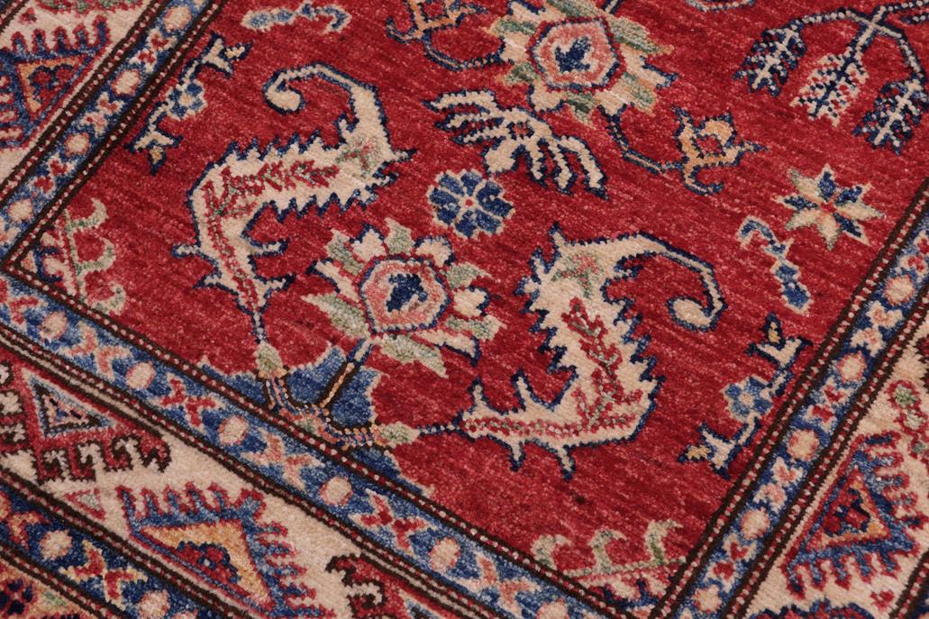 handmade Geometric Super Kazak Red Beige Hand Knotted RECTANGLE 100% WOOL area rug