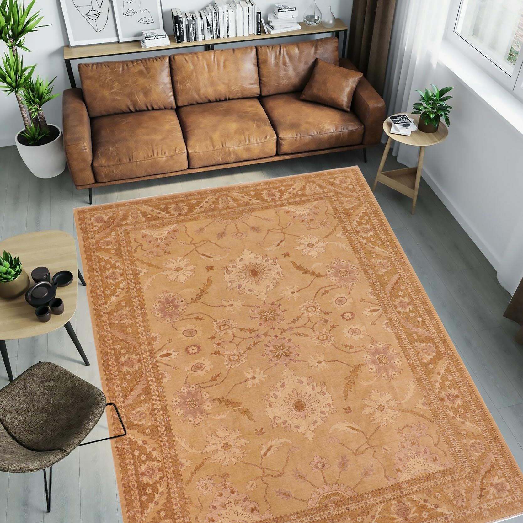 handmade Traditional Kafkaz Gold Brown Hand Knotted RECTANGLE 100% WOOL area rug 10x14