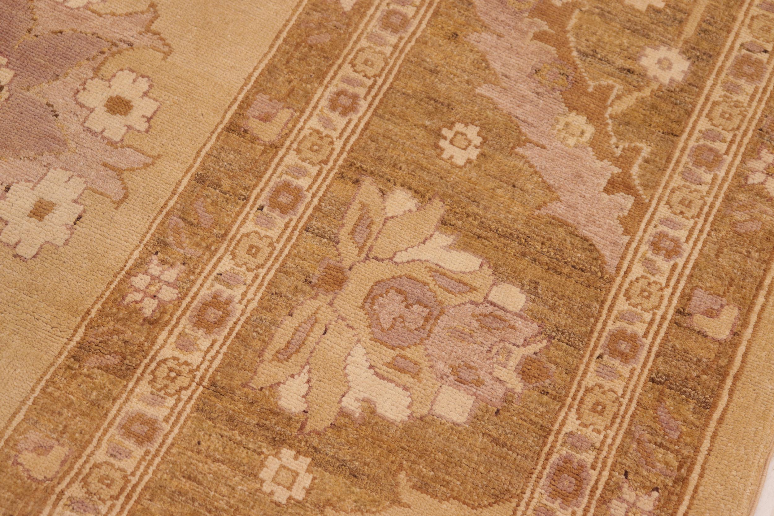 handmade Traditional Kafkaz Gold Brown Hand Knotted RECTANGLE 100% WOOL area rug 10x14