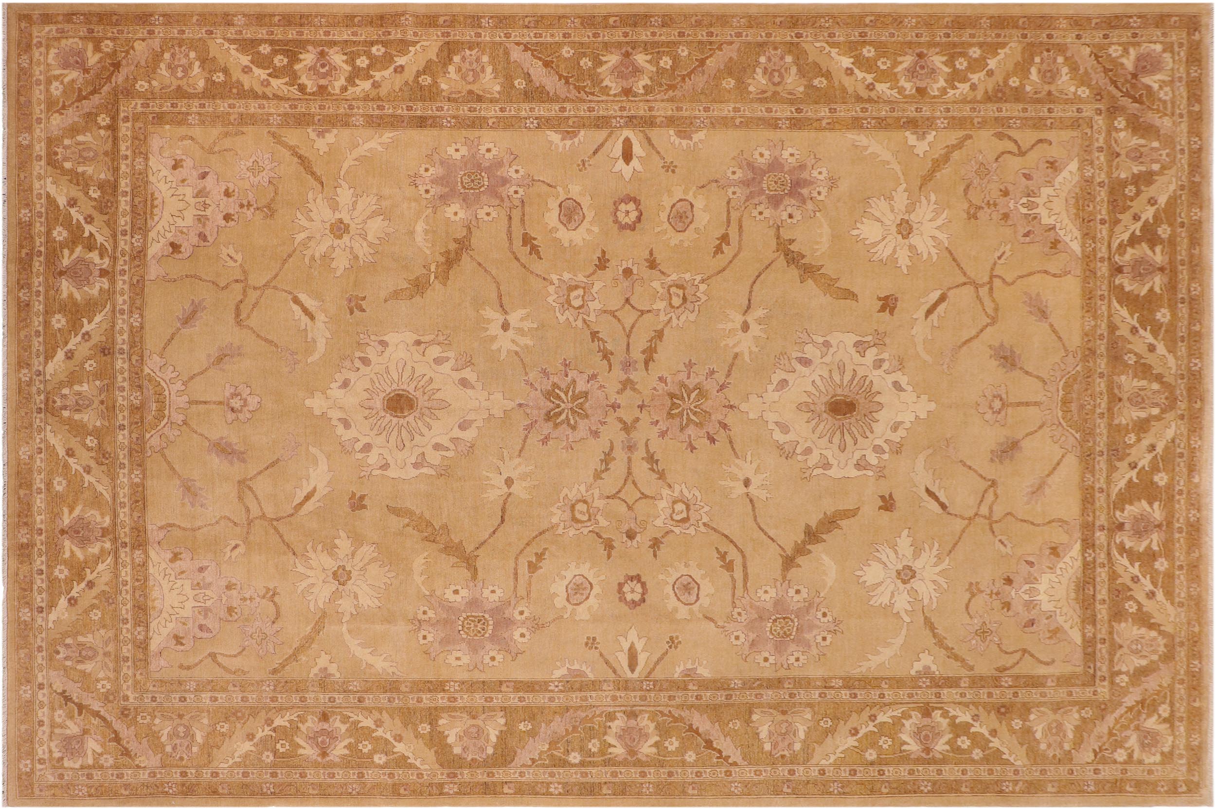 handmade Traditional Kafkaz Gold Brown Hand Knotted RECTANGLE 100% WOOL area rug 10x14