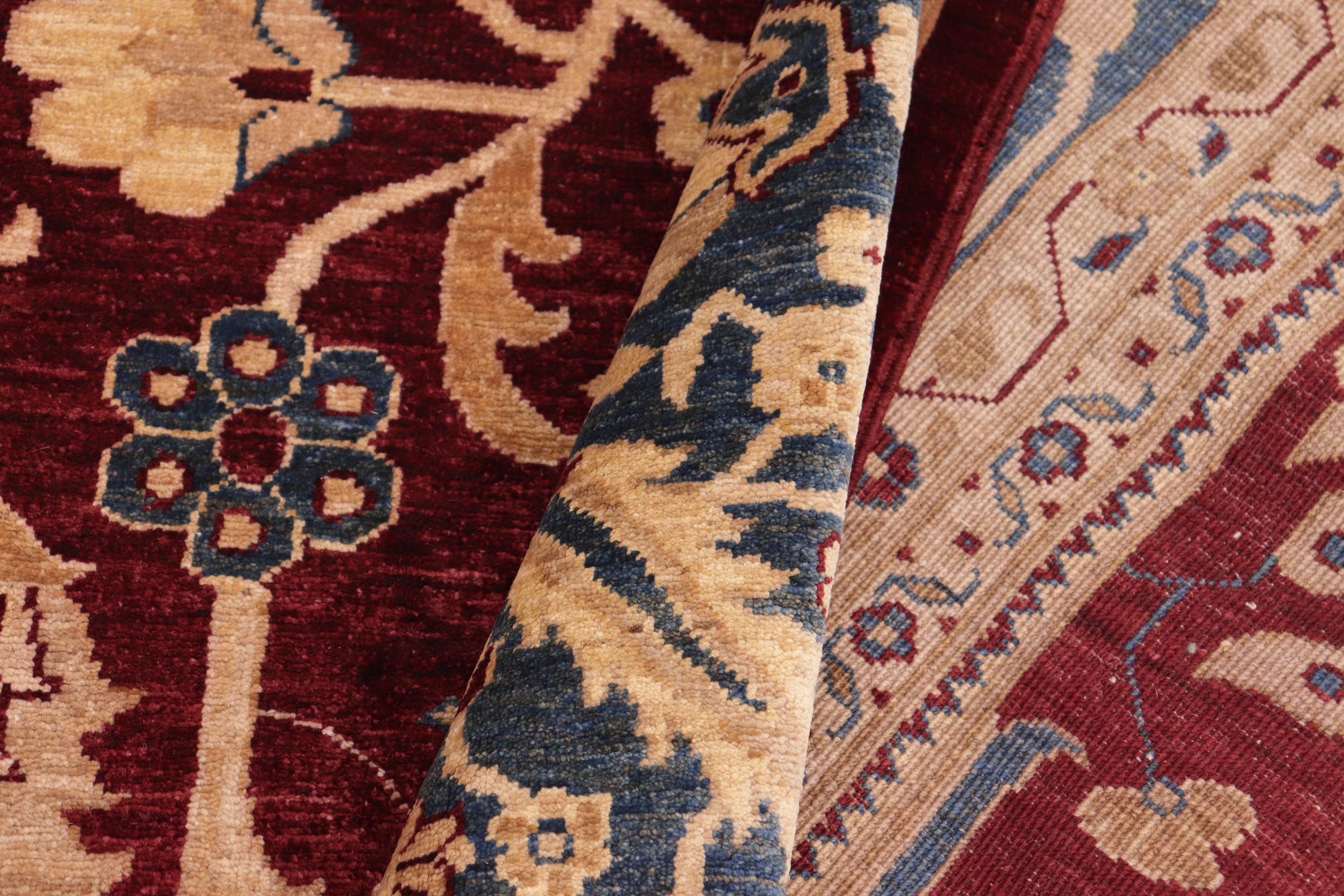 handmade Traditional Kafkaz Red Blue Hand Knotted RECTANGLE 100% WOOL area rug 10x14