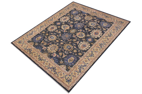 handmade Transitional Kafkaz Charcoal Tan Hand Knotted RECTANGLE 100% WOOL area rug 9' x 12'