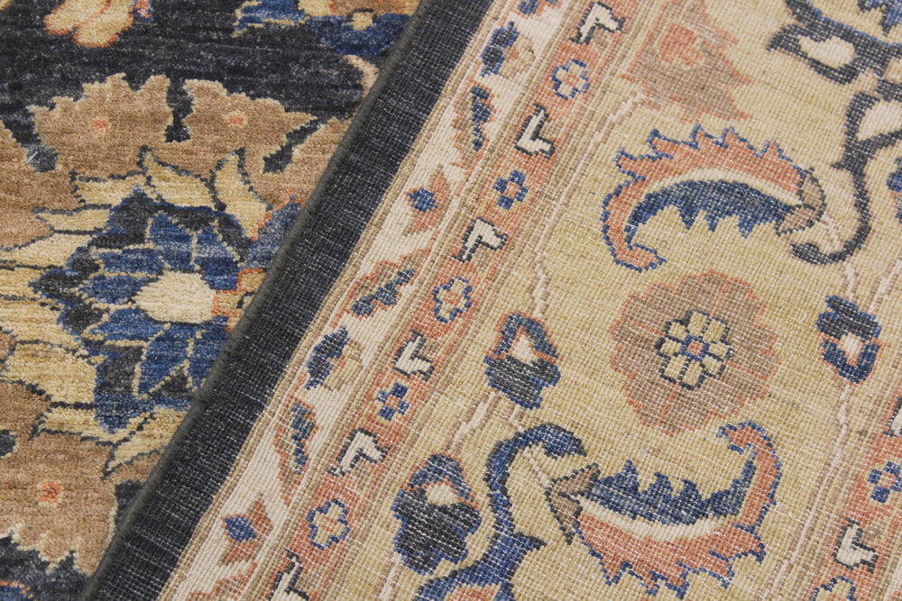 handmade Transitional Kafkaz Charcoal Tan Hand Knotted RECTANGLE 100% WOOL area rug 9' x 12'