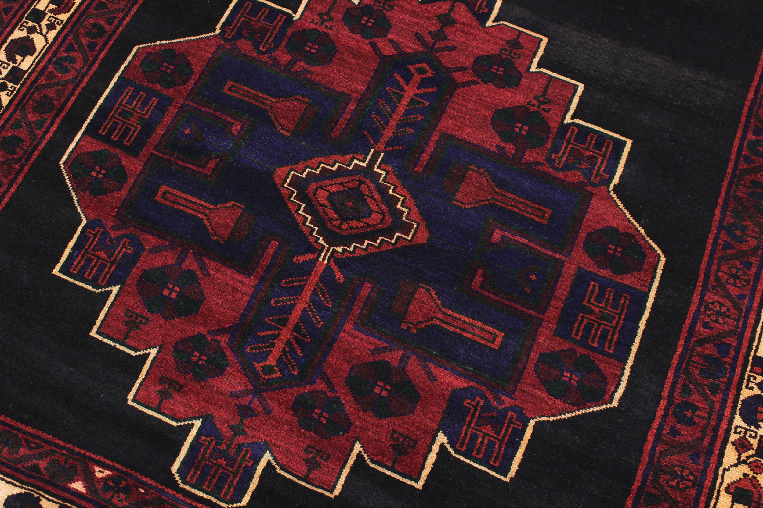 handmade Geometric Balouchi Black Gray Hand Knotted RUNNER 100% WOOL area rug 5x10