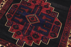 handmade Geometric Balouchi Black Gray Hand Knotted RUNNER 100% WOOL area rug 5x10