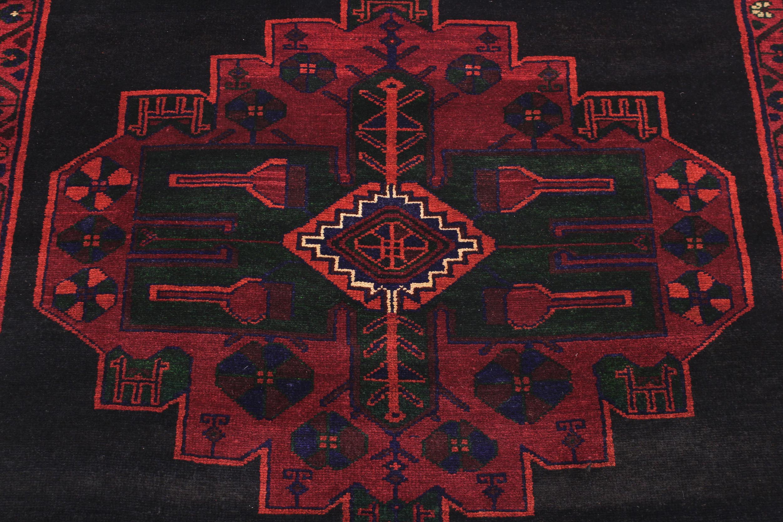 handmade Geometric Balouchi Black Gray Hand Knotted RUNNER 100% WOOL area rug 5x10