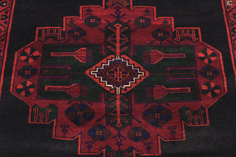 handmade Geometric Balouchi Black Gray Hand Knotted RUNNER 100% WOOL area rug 5x10