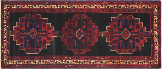 handmade Geometric Balouchi Black Gray Hand Knotted RUNNER 100% WOOL area rug 5x10