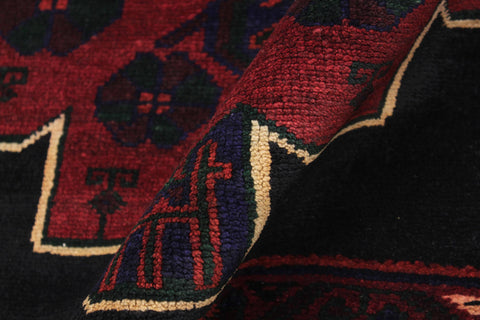 handmade Geometric Balouchi Black Gray Hand Knotted RUNNER 100% WOOL area rug 5x10