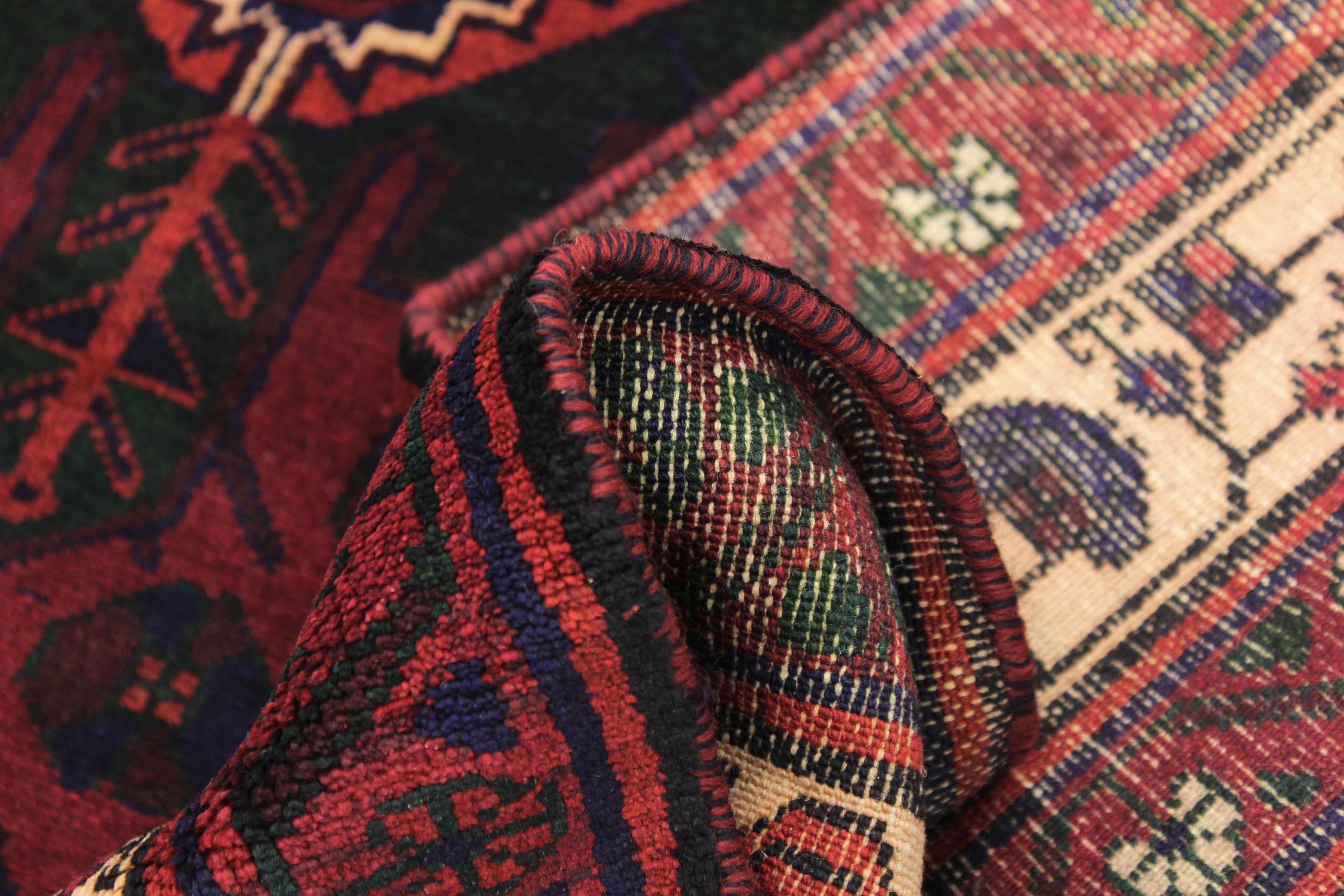 handmade Geometric Balouchi Black Gray Hand Knotted RUNNER 100% WOOL area rug 5x10