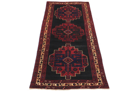 handmade Geometric Balouchi Black Gray Hand Knotted RUNNER 100% WOOL area rug 5x10