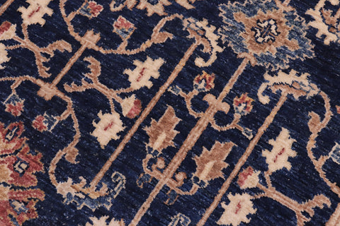 handmade Transitional Kafkaz Blue Brown Hand Knotted RECTANGLE 100% WOOL area rug 5' x 7'