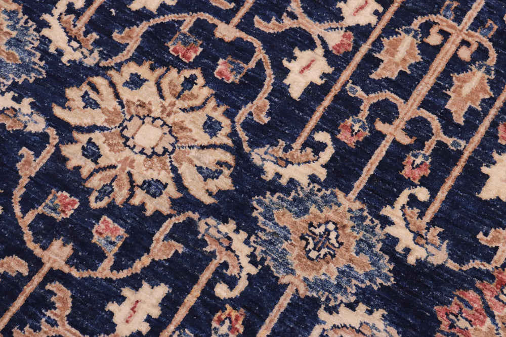 handmade Transitional Kafkaz Blue Brown Hand Knotted RECTANGLE 100% WOOL area rug 5' x 7'