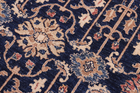 handmade Transitional Kafkaz Blue Brown Hand Knotted RECTANGLE 100% WOOL area rug 5' x 7'