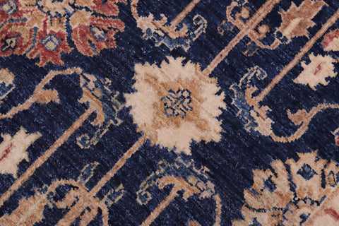 handmade Transitional Kafkaz Blue Brown Hand Knotted RECTANGLE 100% WOOL area rug 5' x 7'