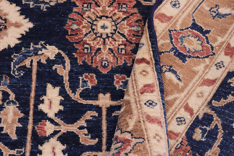 handmade Transitional Kafkaz Blue Brown Hand Knotted RECTANGLE 100% WOOL area rug 5' x 7'
