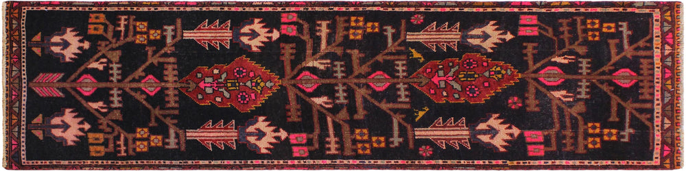 handmade Geometric Balouchi Black Tan Hand Knotted RUNNER 100% WOOL area rug 2x6