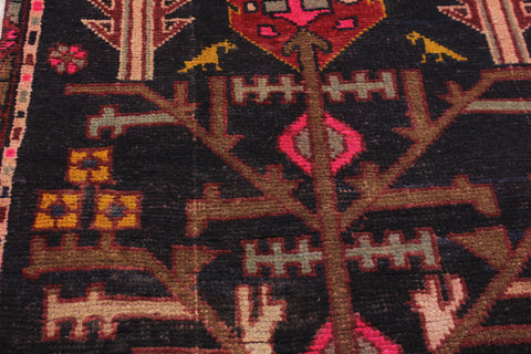 handmade Geometric Balouchi Black Tan Hand Knotted RUNNER 100% WOOL area rug 2x6