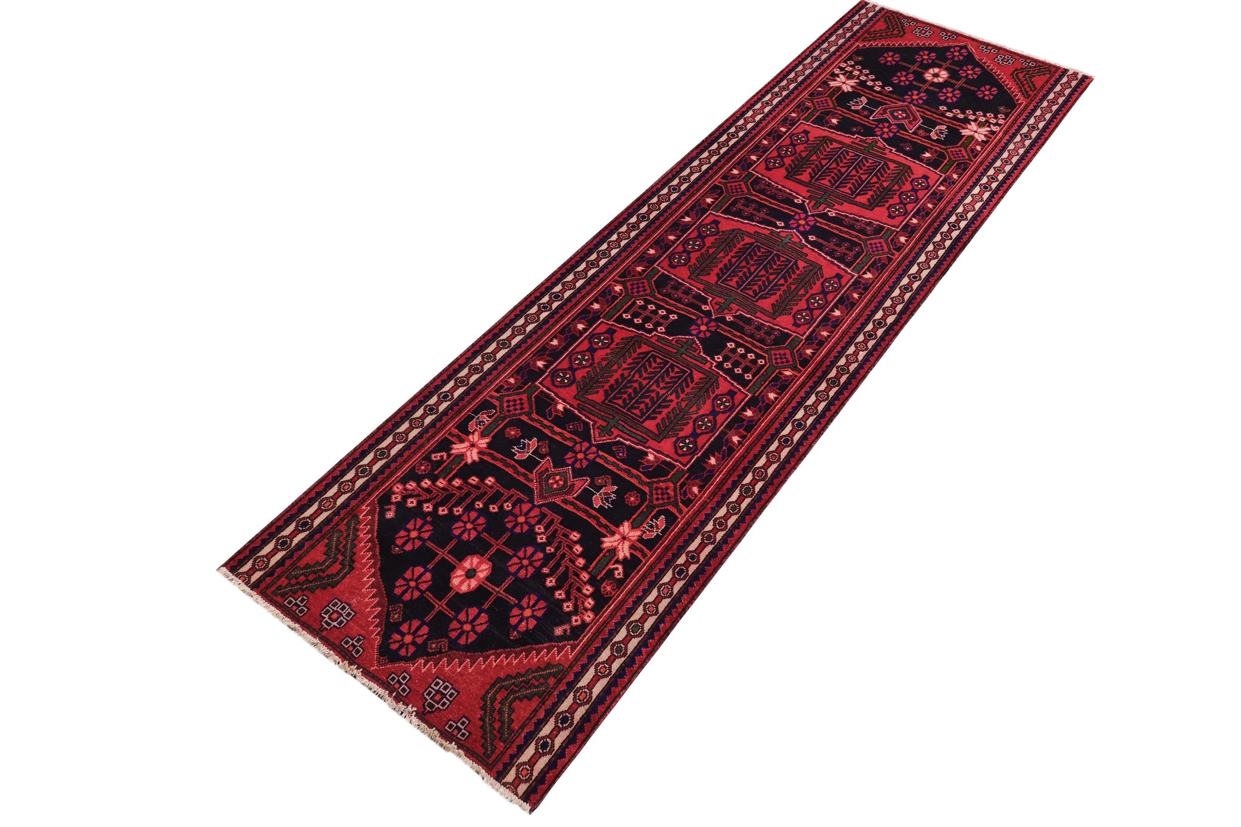 handmade Traditional Vintage Red Tan Hand Knotted RUNNER 100% WOOL area rug 4 x 8