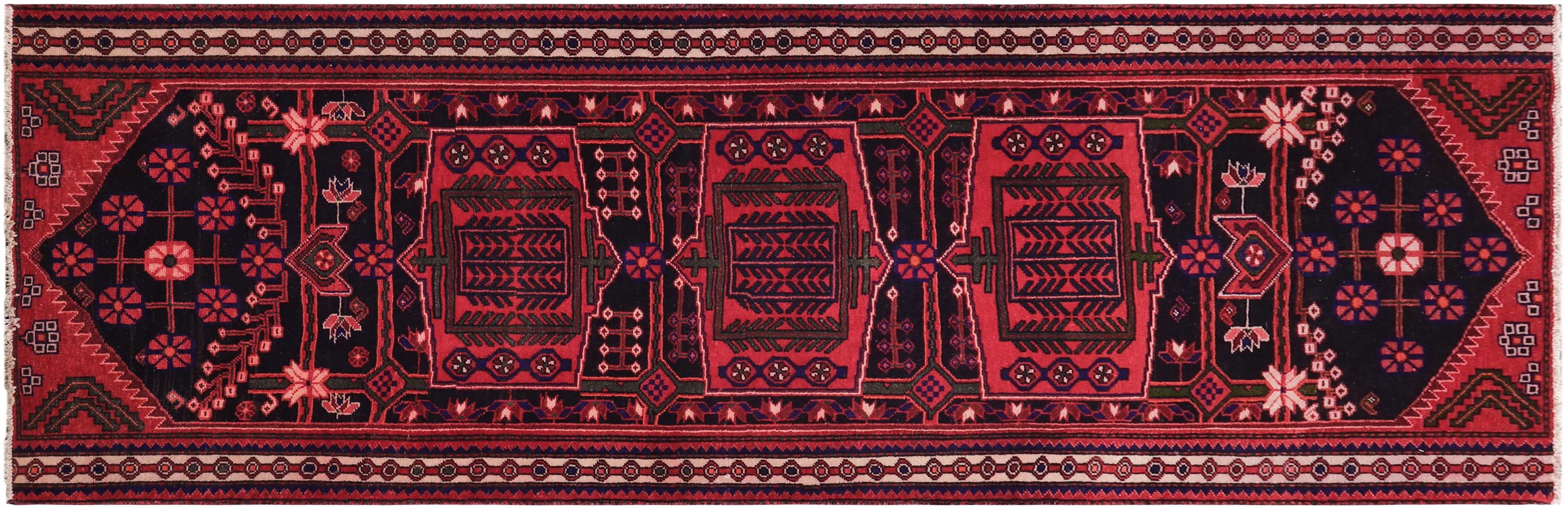 handmade Traditional Vintage Red Tan Hand Knotted RUNNER 100% WOOL area rug 4 x 8