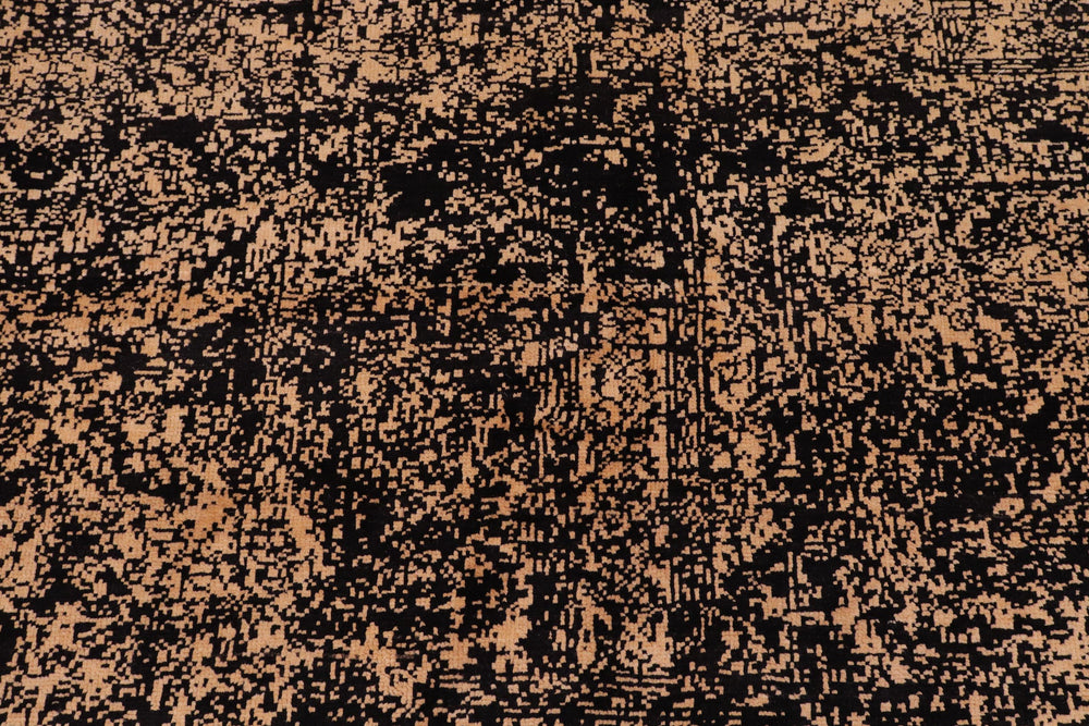 handmade Modern Modern Black Beige Hand Knotted RECTANGLE 100% WOOL area rug 9' x 12'