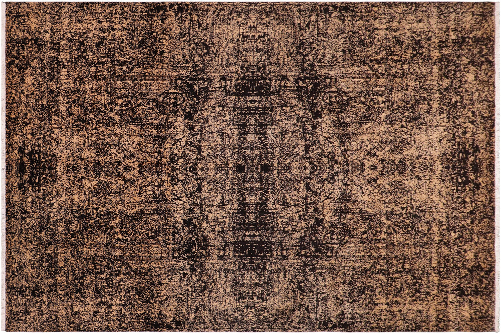 handmade Modern Modern Black Beige Hand Knotted RECTANGLE 100% WOOL area rug 9' x 12'