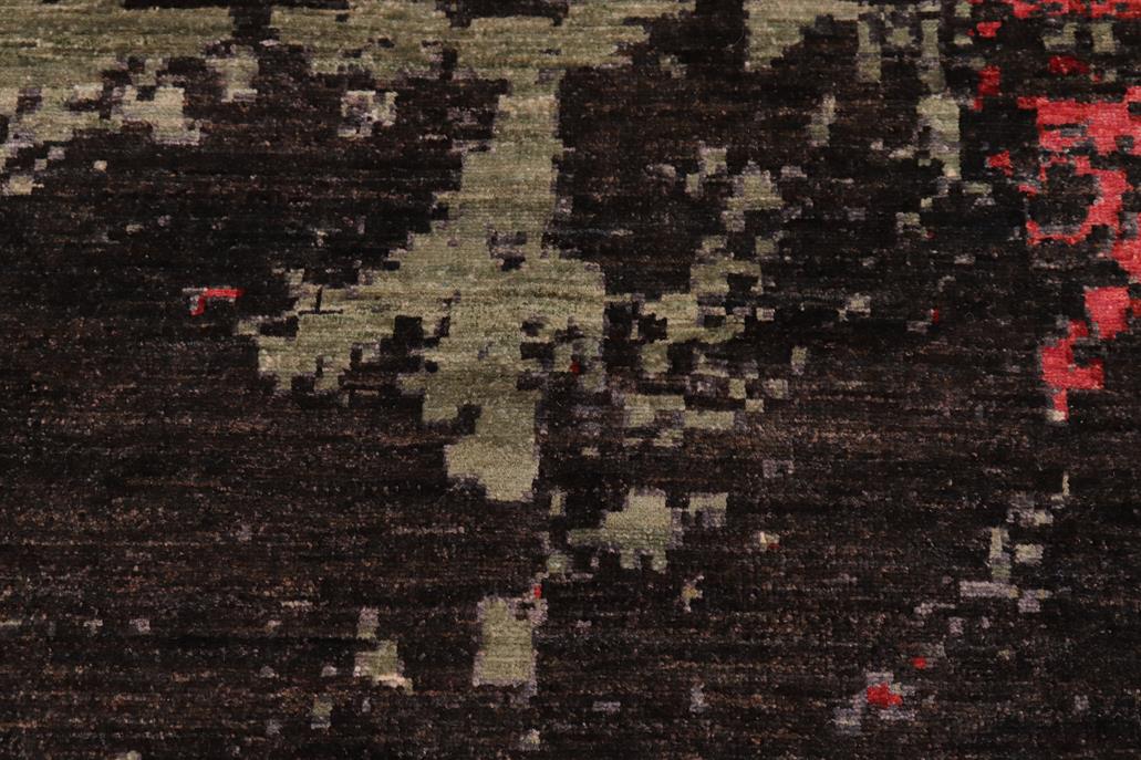 handmade Modern Modern Black Red Hand Knotted RECTANGLE WOOL&SILK area rug 10 x 14