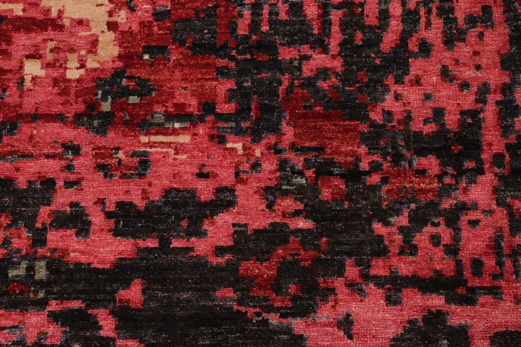 handmade Modern Modern Black Red Hand Knotted RECTANGLE WOOL&SILK area rug 10 x 14