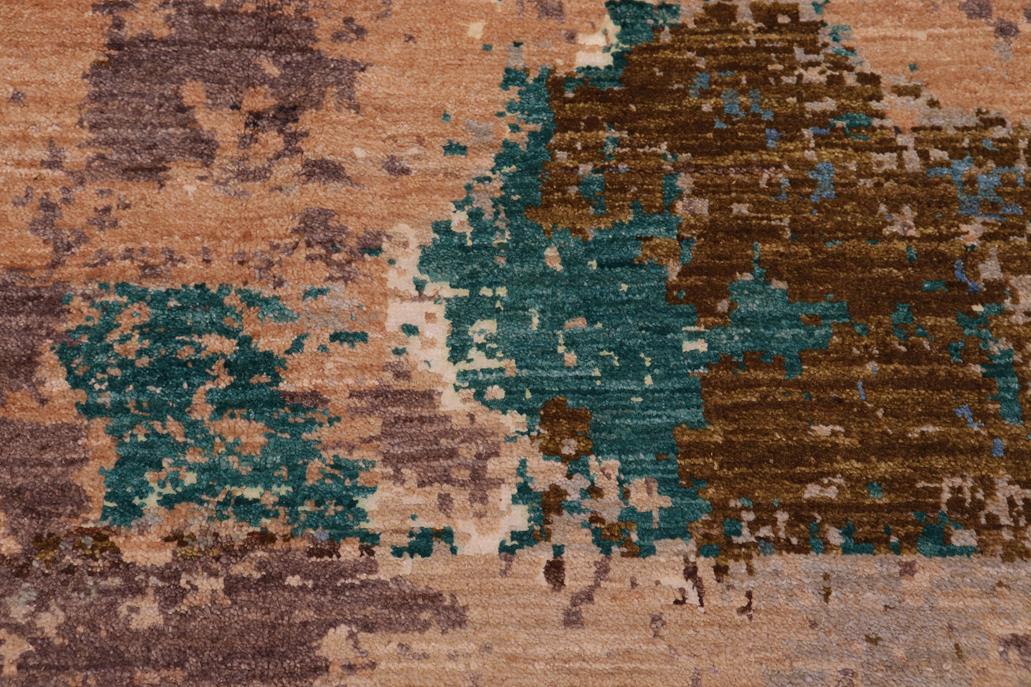 handmade Modern Modern Blue Beige Hand Knotted RECTANGLE WOOL&SILK area rug 8 x 10