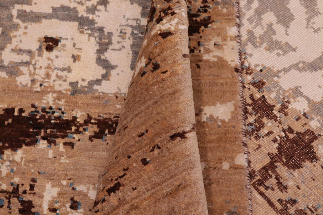 handmade Modern Modern Brown Blue Hand Knotted RECTANGLE WOOL&SILK area rug 8 x 10