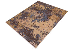 handmade Modern Modern Blue Tan Hand Knotted RECTANGLE WOOL&SILK area rug 8 x 10