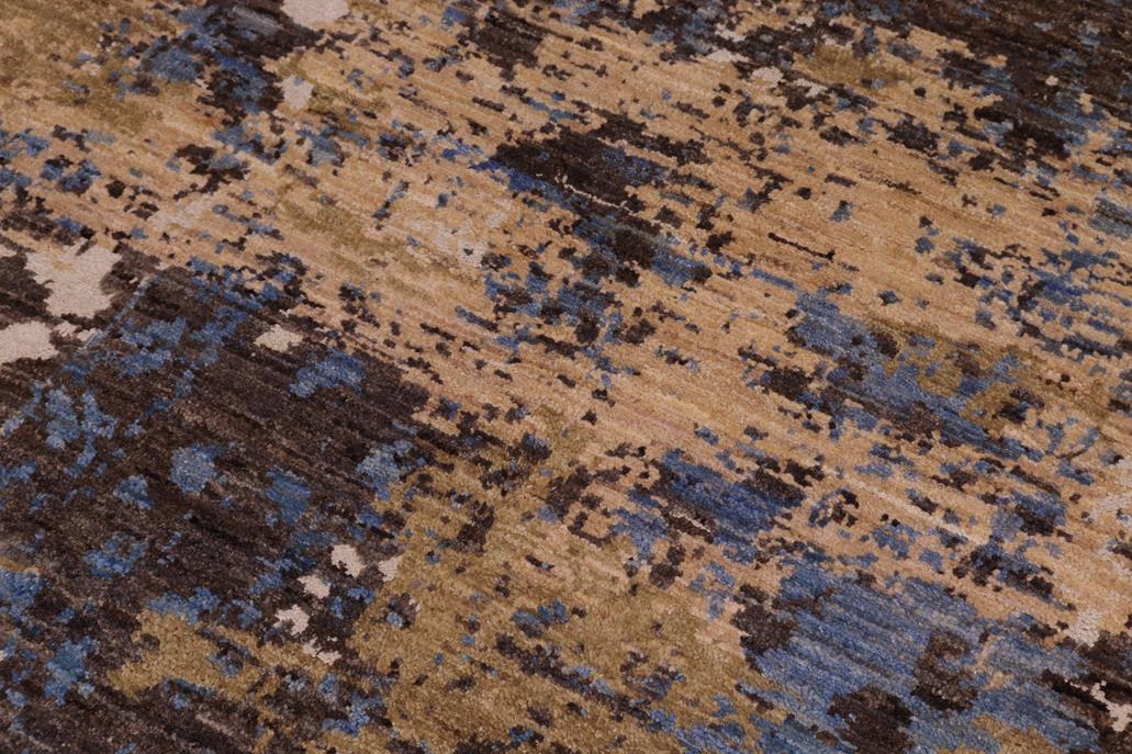 handmade Modern Modern Blue Tan Hand Knotted RECTANGLE WOOL&SILK area rug 8 x 10