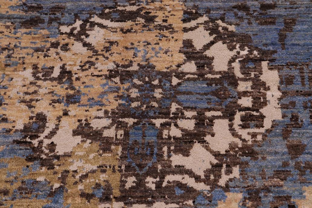 handmade Modern Modern Blue Tan Hand Knotted RECTANGLE WOOL&SILK area rug 8 x 10