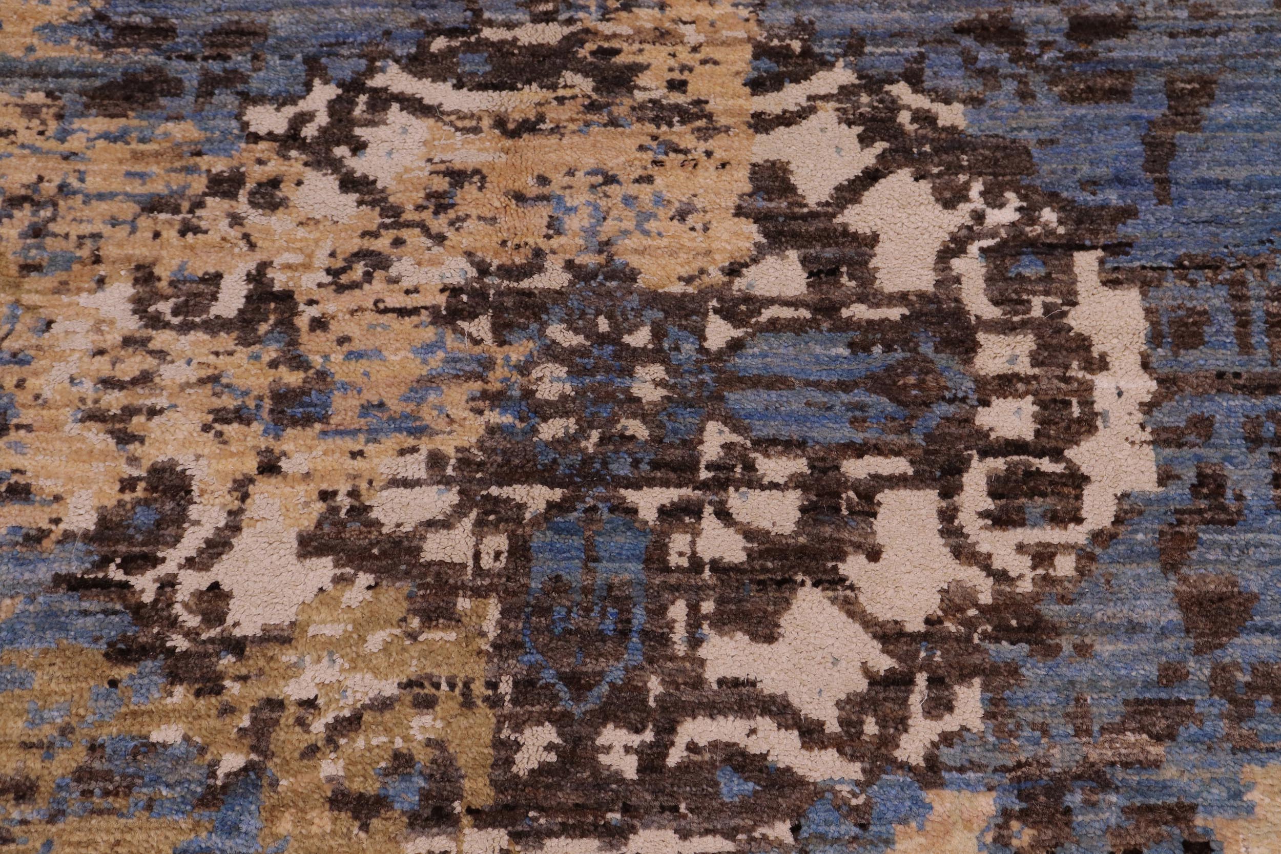 handmade Modern Modern Blue Tan Hand Knotted RECTANGLE WOOL&SILK area rug 8' x 10'
