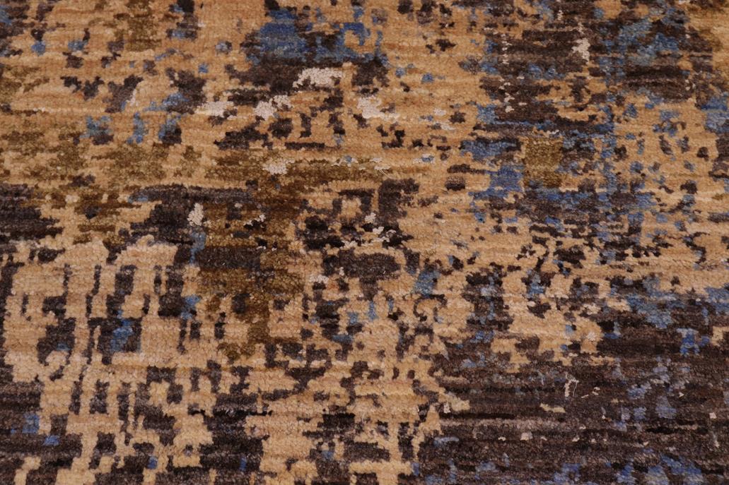 handmade Modern Modern Blue Tan Hand Knotted RECTANGLE WOOL&SILK area rug 8 x 10